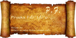 Pruska Fülöp névjegykártya